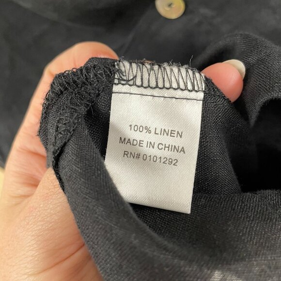 Lulu B Black Linen Top Size Medium - Picture 4 of 5